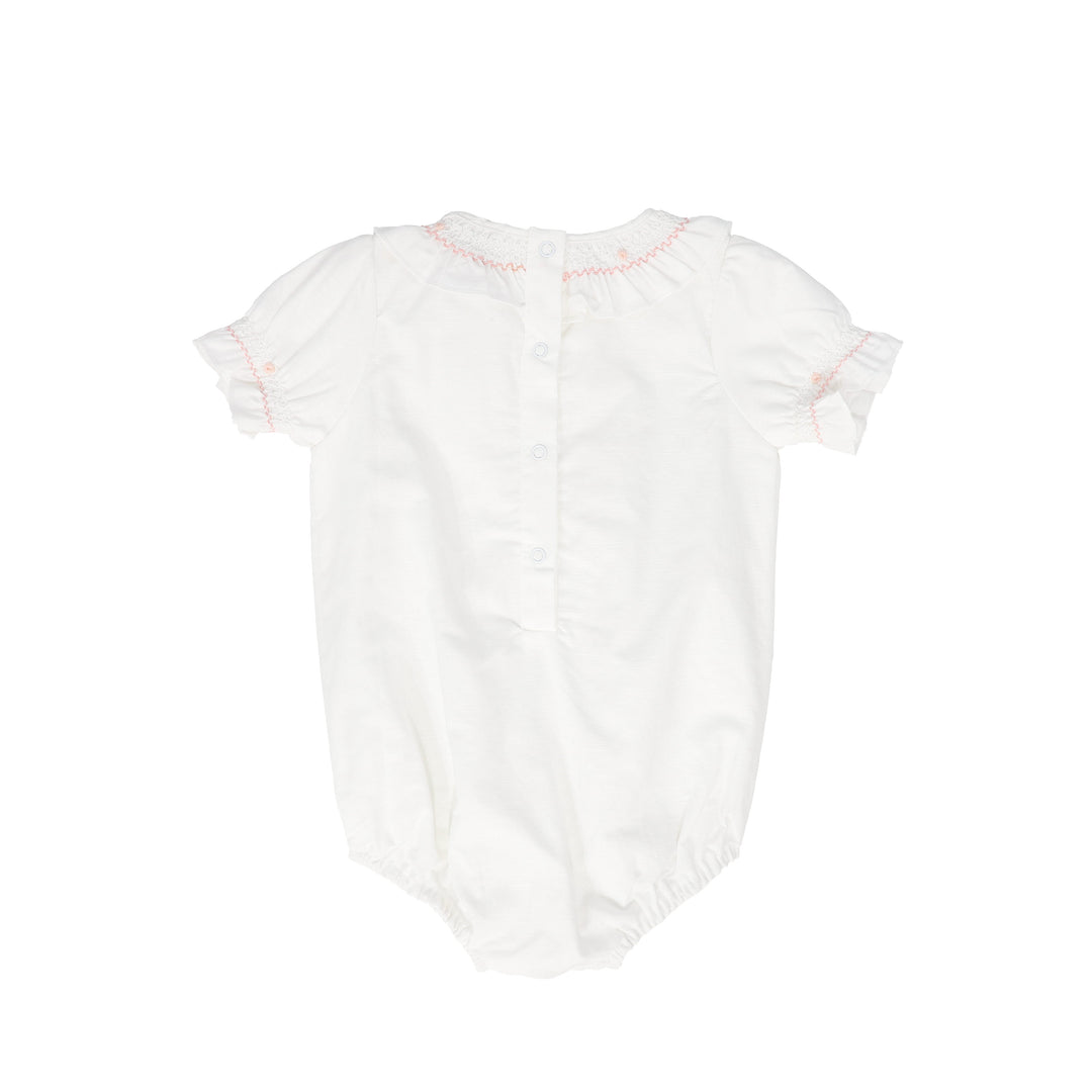 one piece stitch frill bubble romper - white