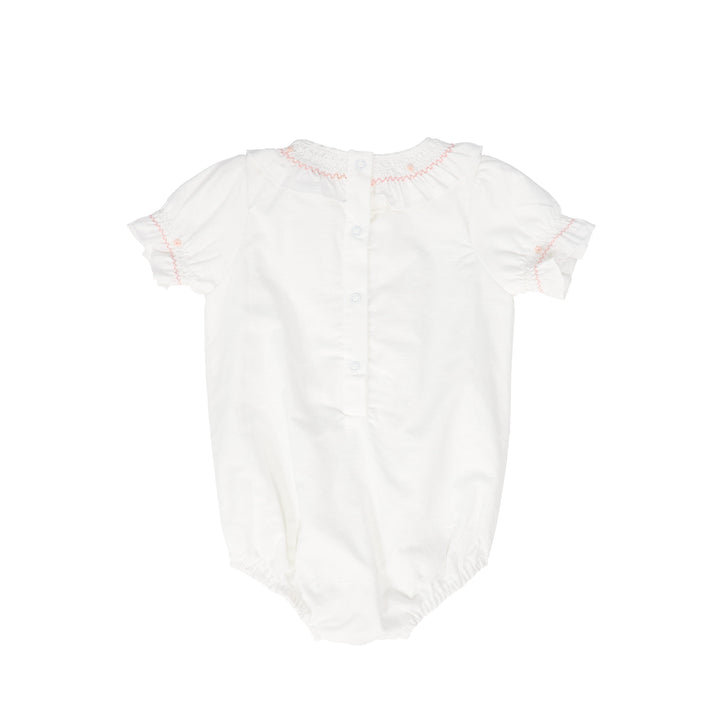one piece stitch frill bubble romper - white