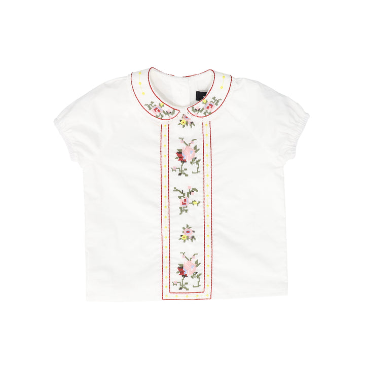 set outfit stitch embroidery shirt and bloomer - white
