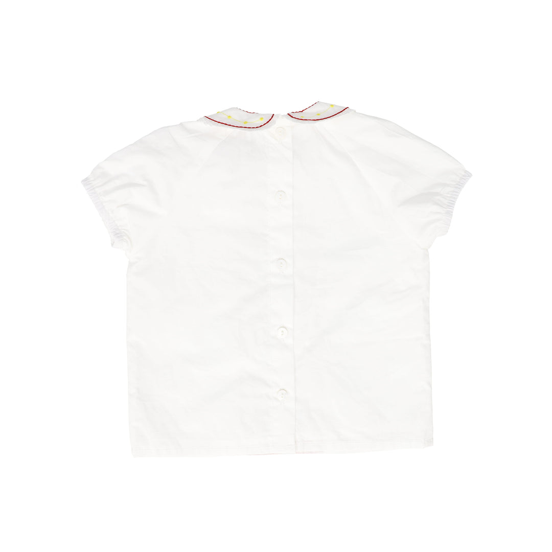 set outfit stitch embroidery shirt and bloomer - white