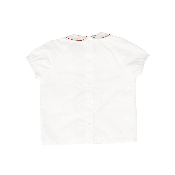 set outfit stitch embroidery shirt and bloomer - white
