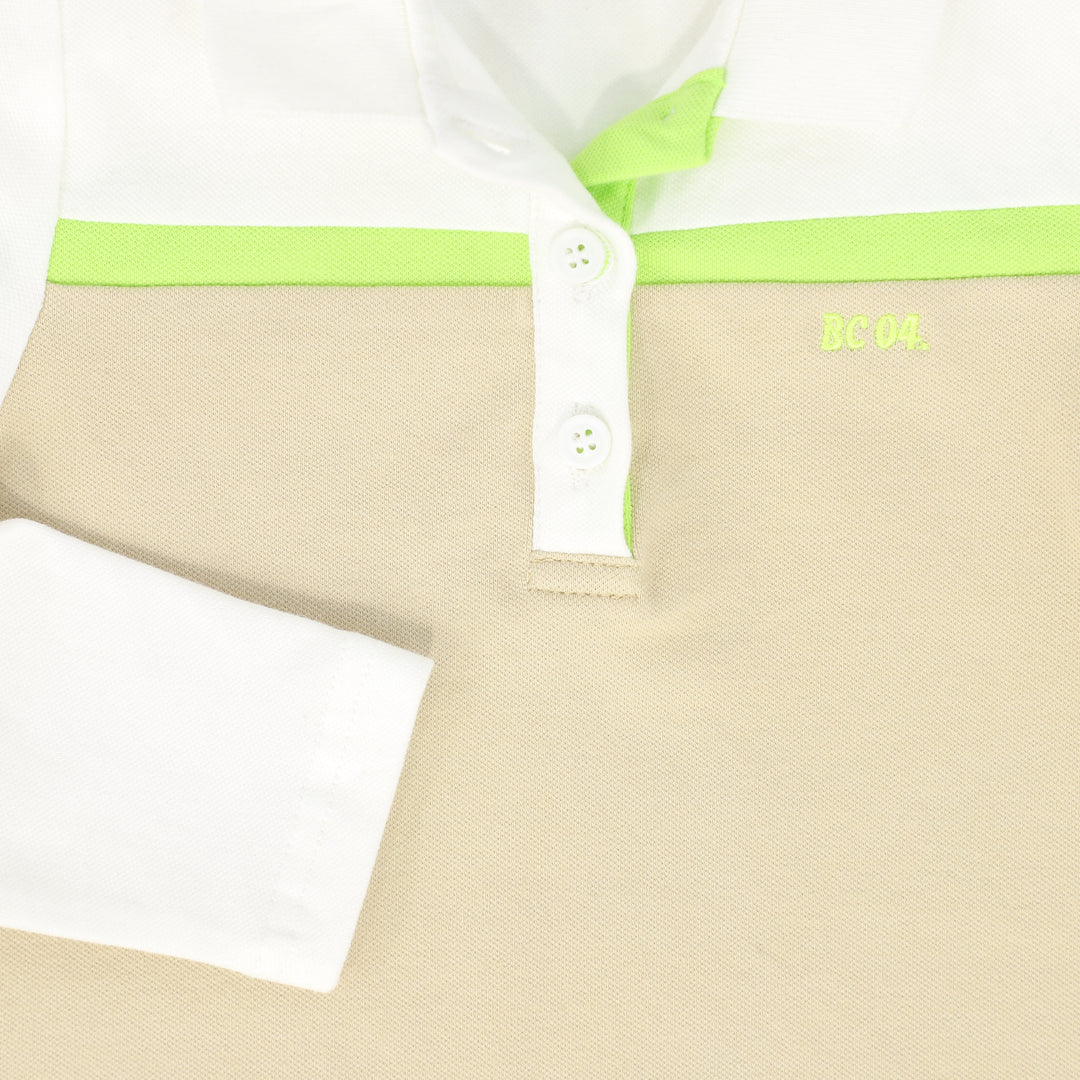 polo l/s neon striped - tan