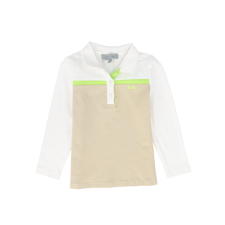 polo l/s neon striped - tan
