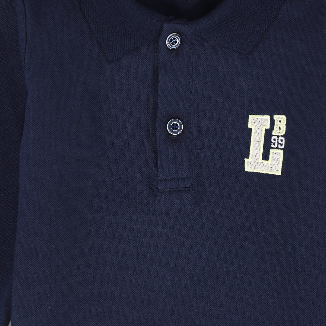 polo l/s terry logo - navy