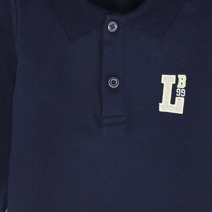 polo l/s terry logo - navy