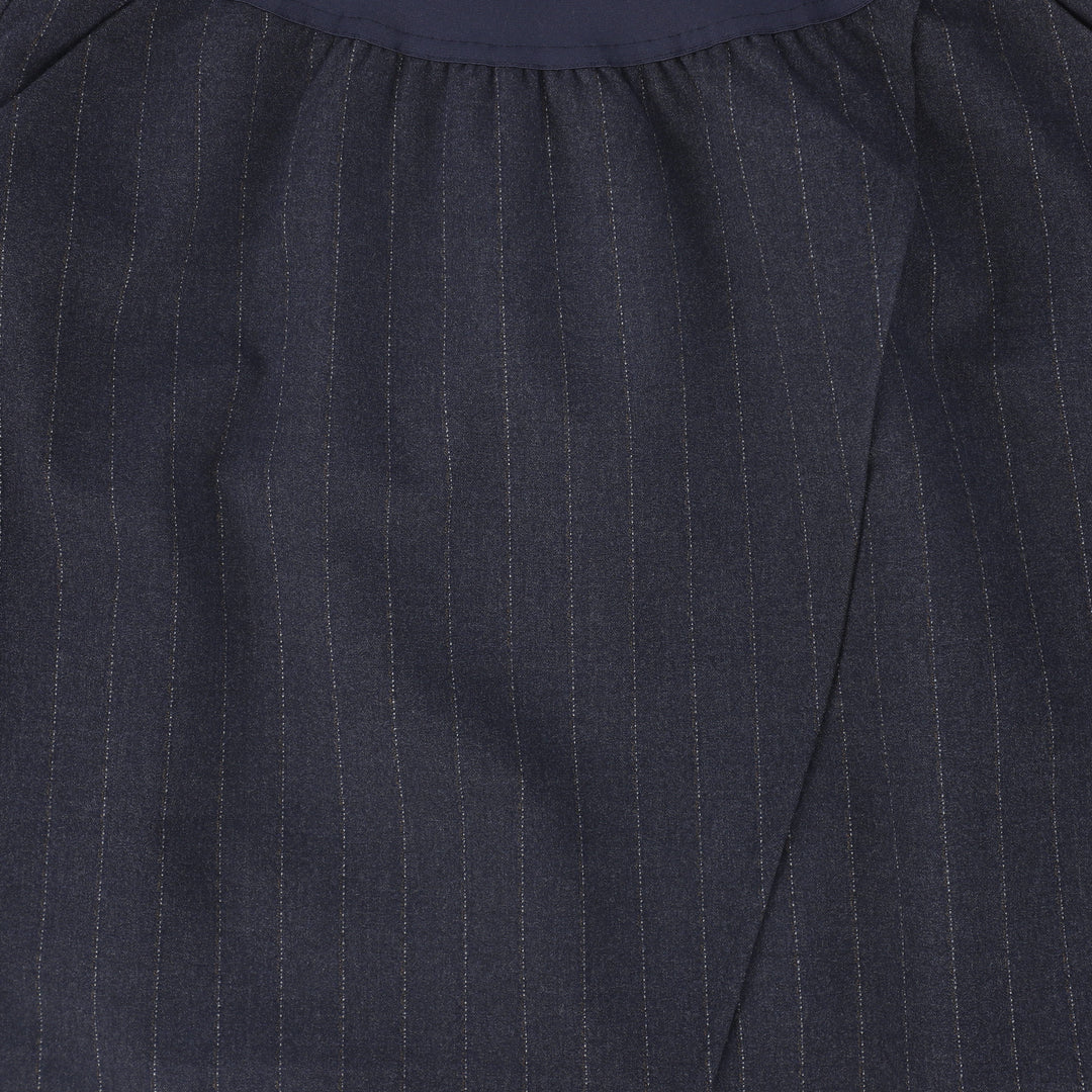 skirt midi wool pinstriped wrap look - navy