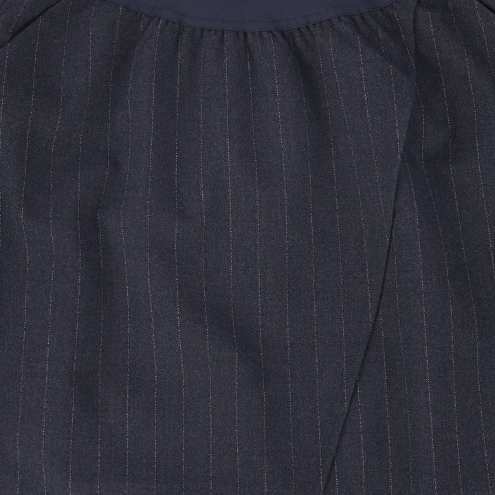 skirt midi wool pinstriped wrap look - navy