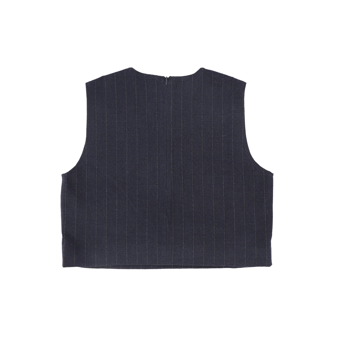 vest wool pinstriped - navy