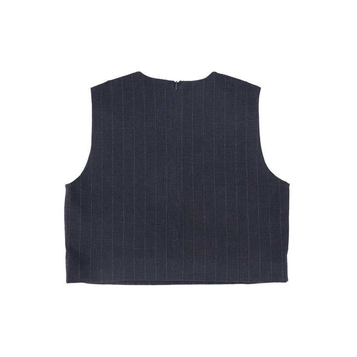vest wool pinstriped - navy