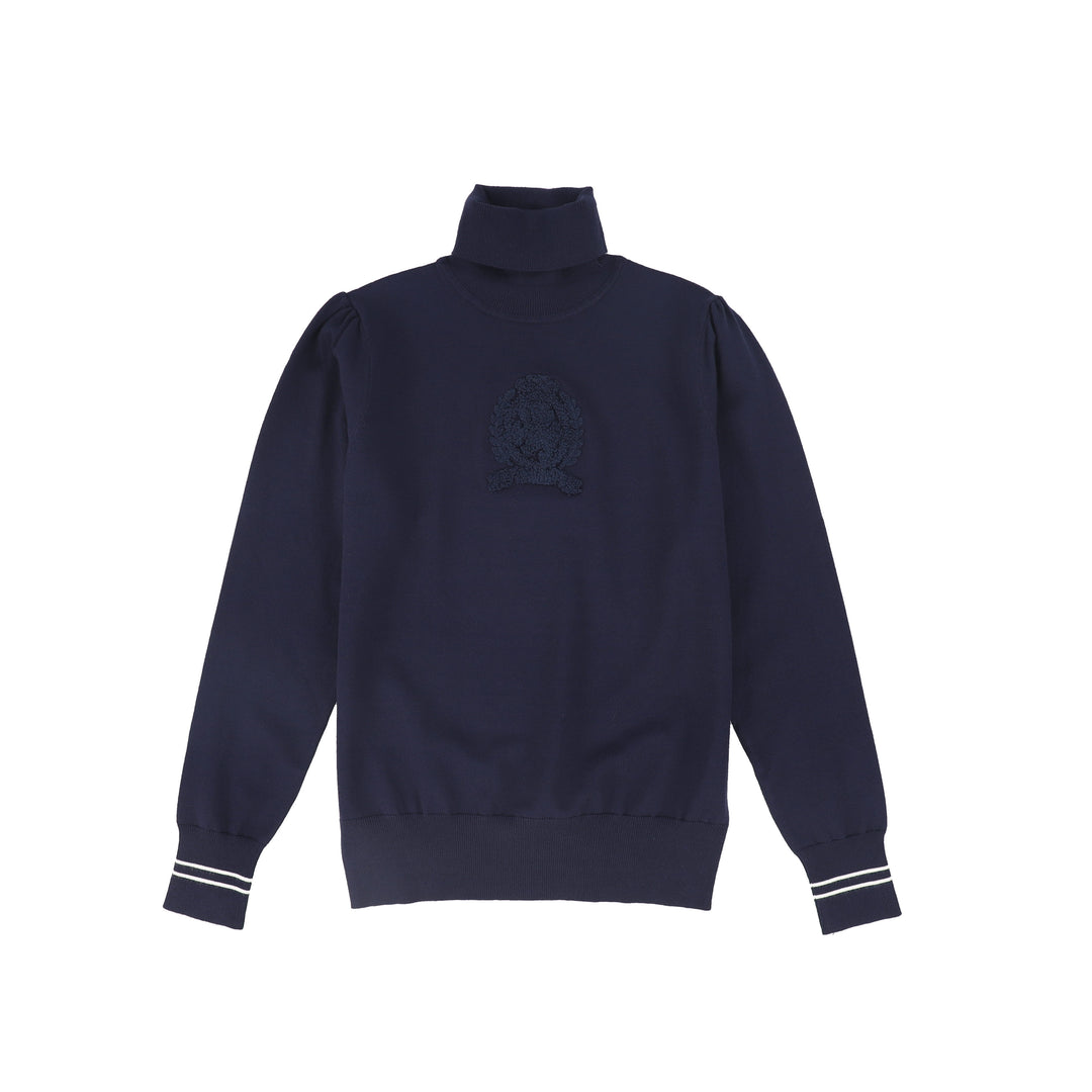 top l/s sherpa crest turtleneck - navy