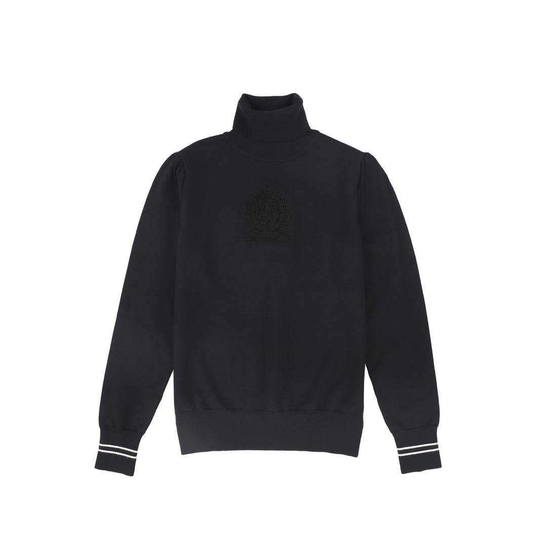 top l/s sherpa crest turtleneck - black