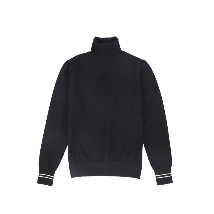 top l/s sherpa crest turtleneck - black