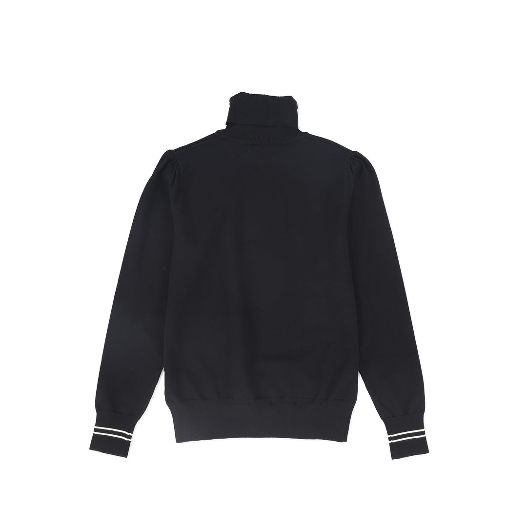 top l/s sherpa crest turtleneck - black