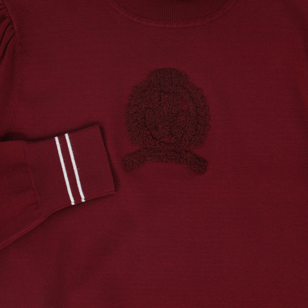 top l/s sherpa crest turtleneck - burgundy