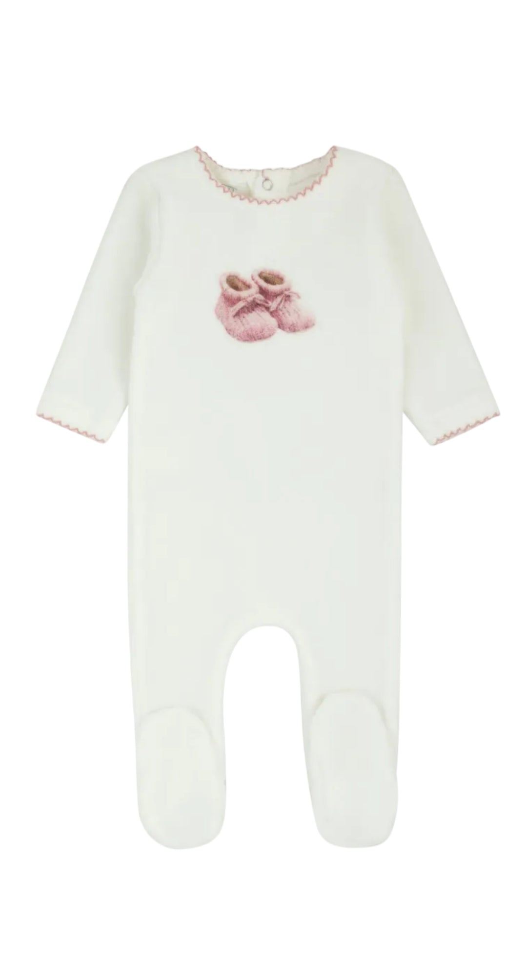 footie velour booties  - milk/mauve