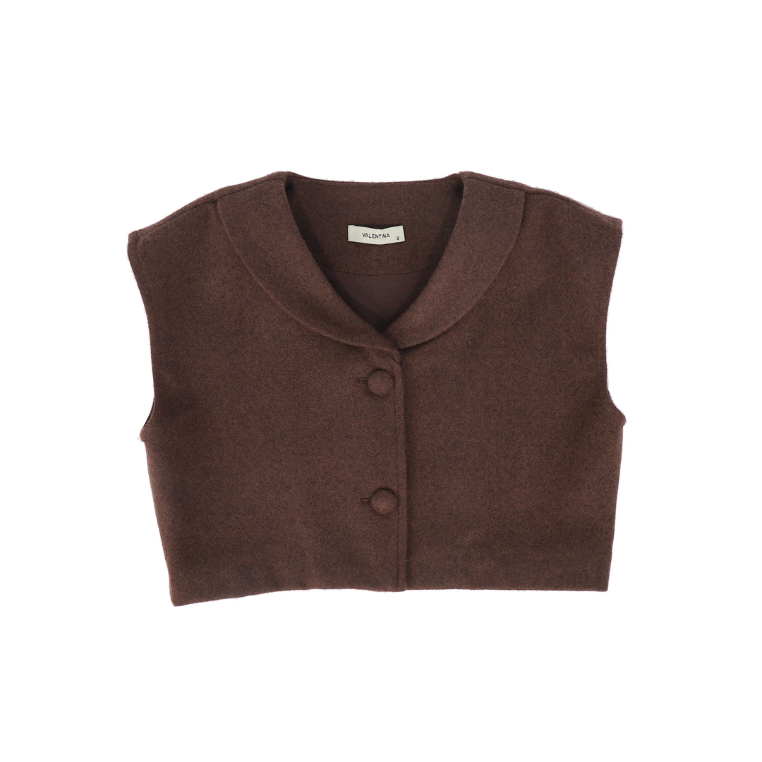 vest wool lapel collared - rust