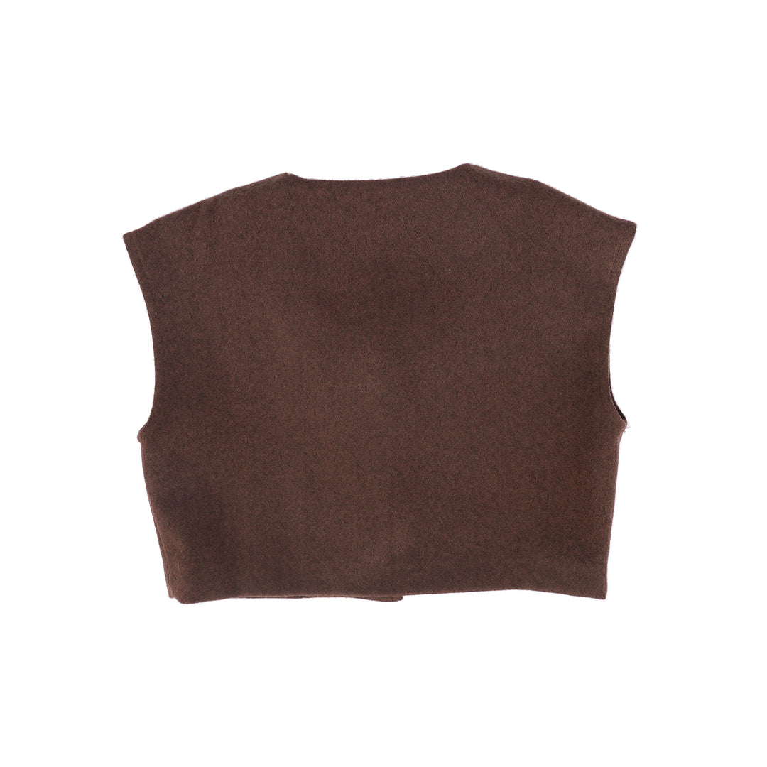 vest wool lapel collared - rust