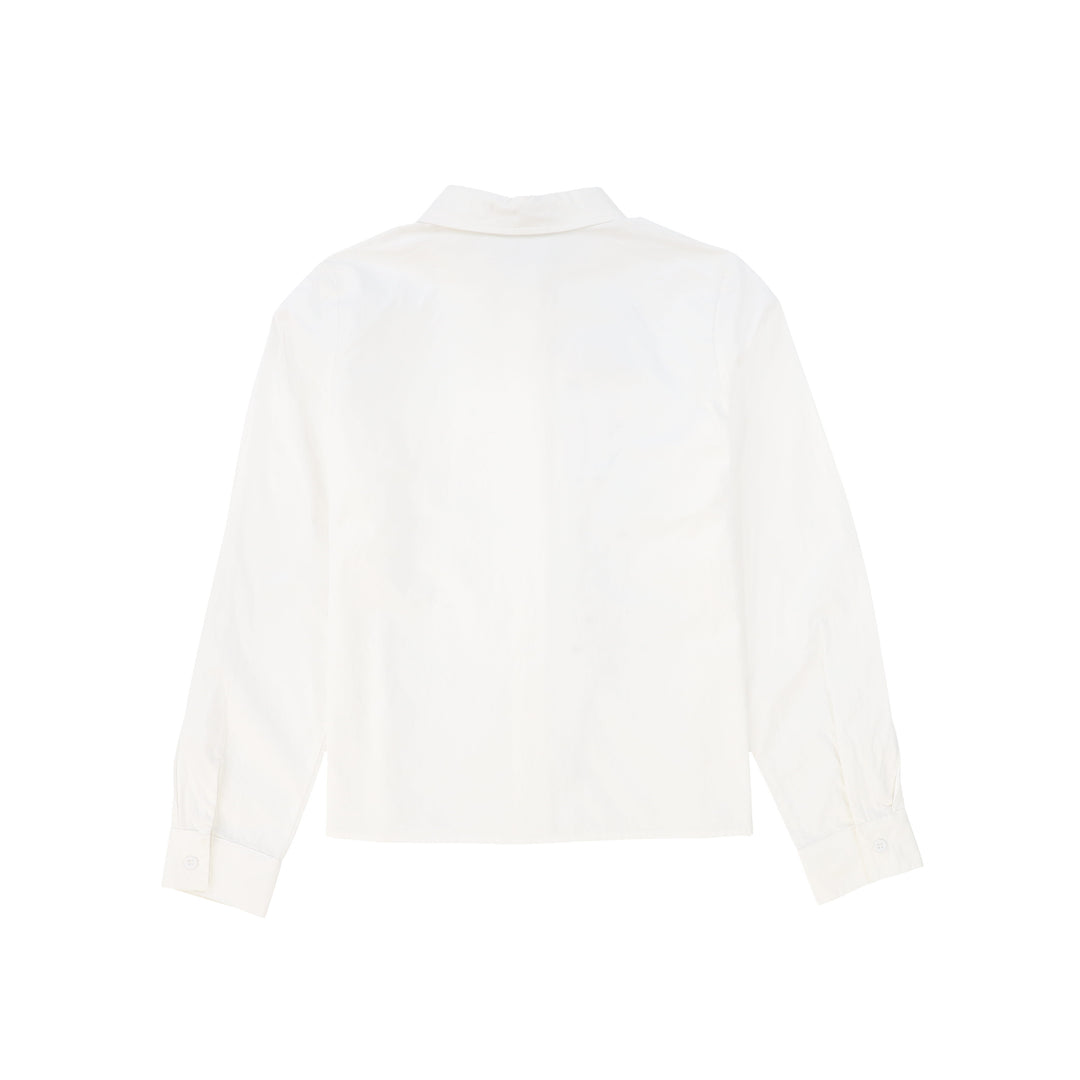 shirt l/s poplin flower detail - white/black