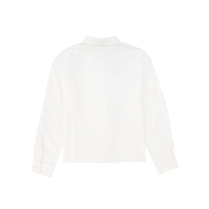 shirt l/s poplin flower detail - white/black