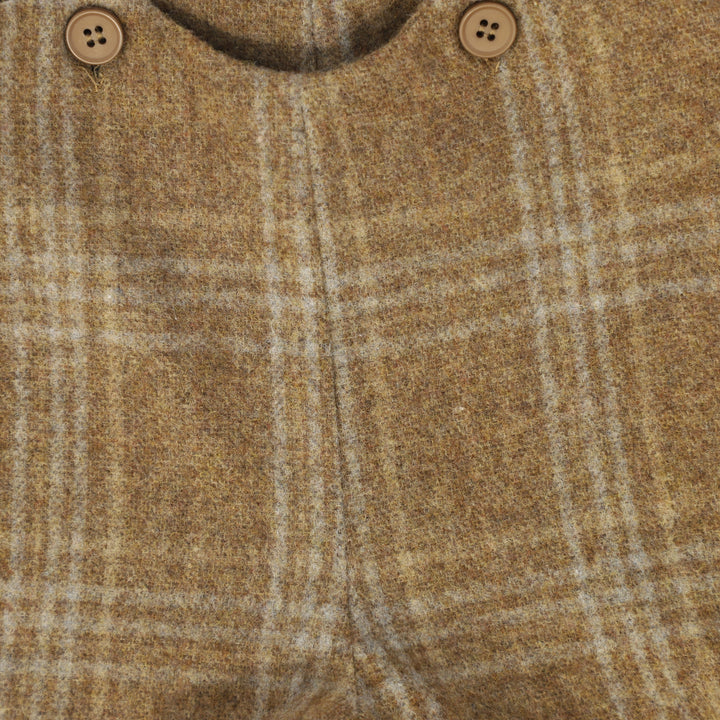 shorts wool plaid suspender - camel