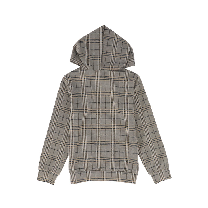 top l/s plaid sweatshirt - brown