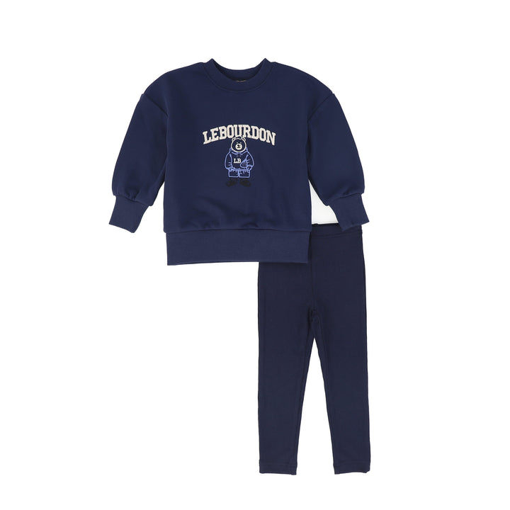 set outfit logo bear sweatshirt and leggings - navy