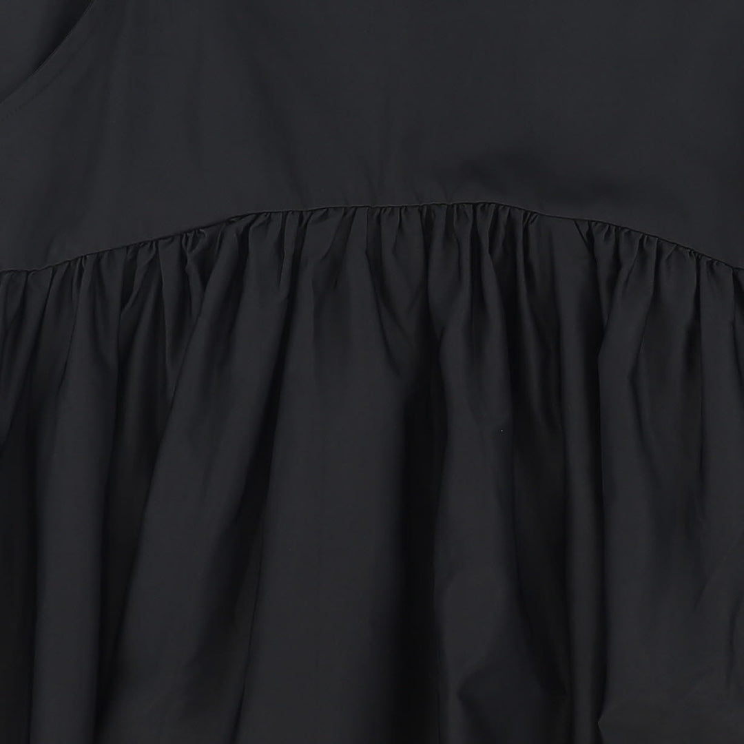 skirt maxi taffeta yoke with pockets - black