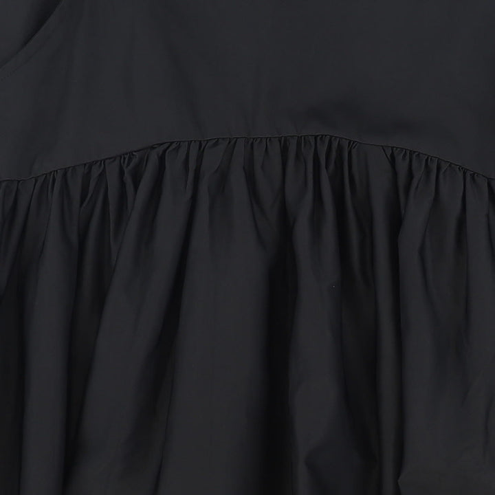 skirt maxi taffeta yoke with pockets - black