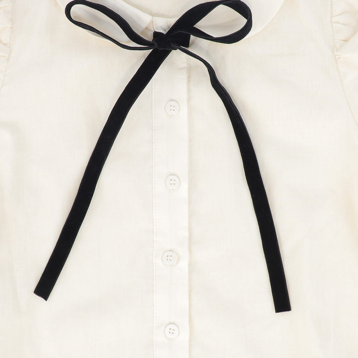 maxi dress velour jumper with ribbon blouse - black/ivory