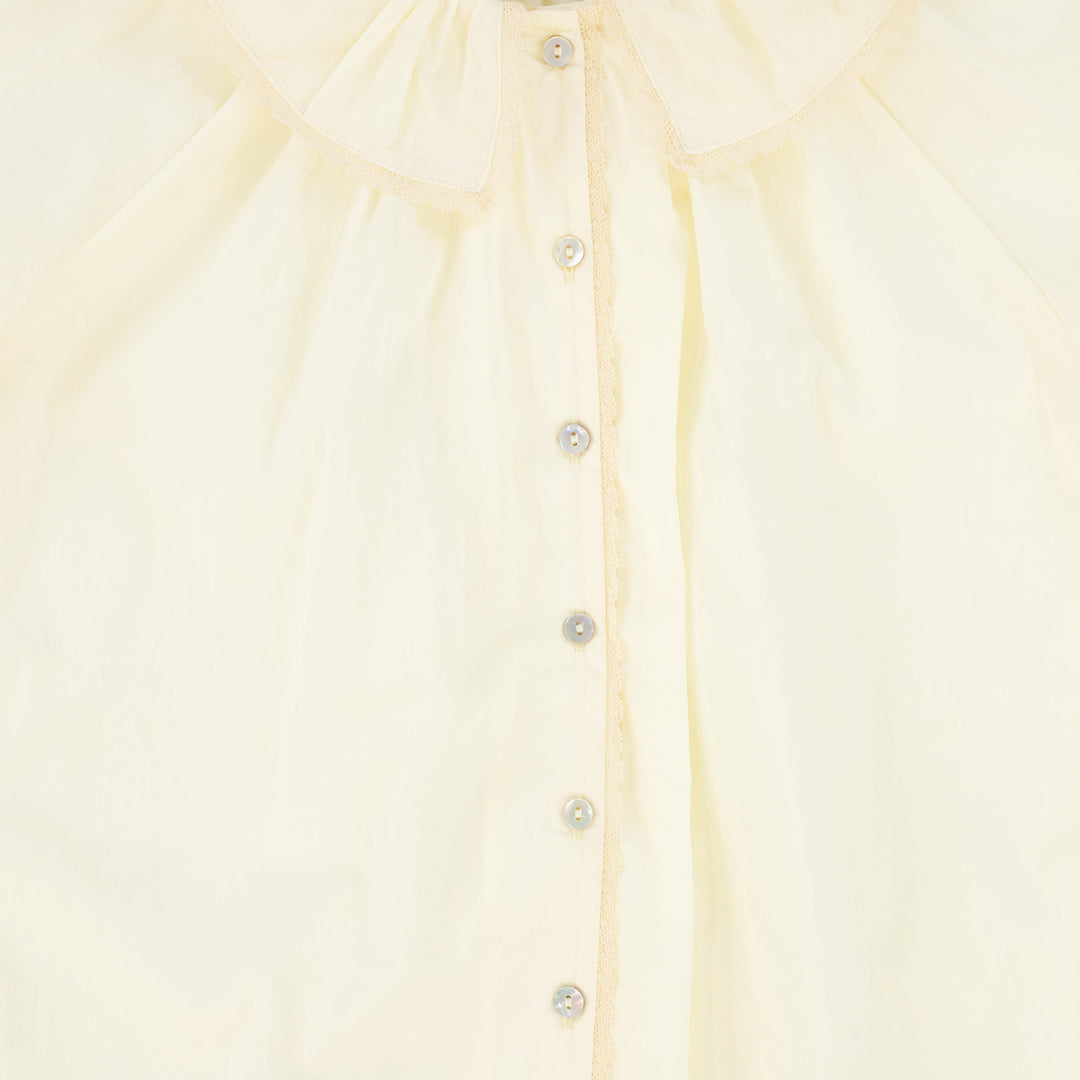 shirt l/s lace trim blouse - cream