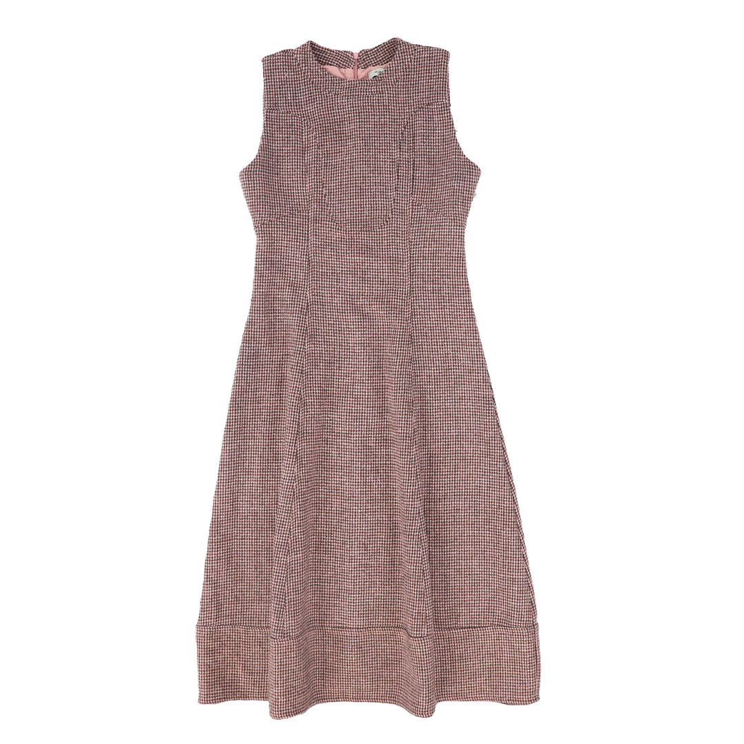dress midi houndstooth panel jumper - burgundy