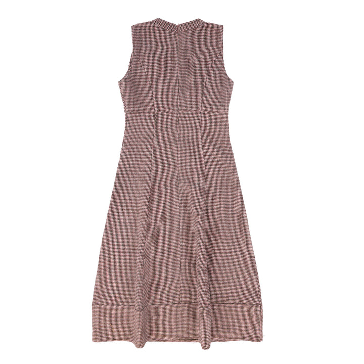 dress midi houndstooth panel jumper - burgundy