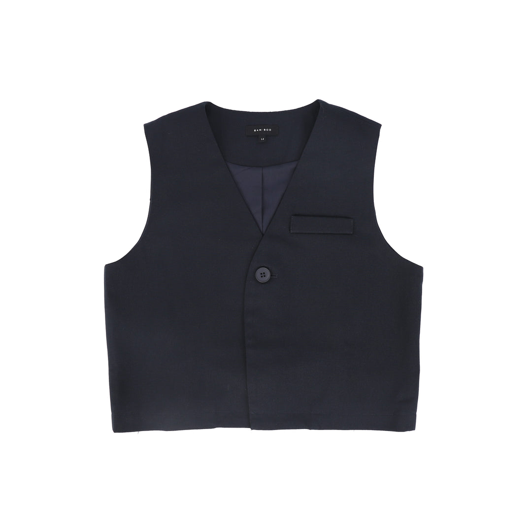 vest suit with back closure - navy