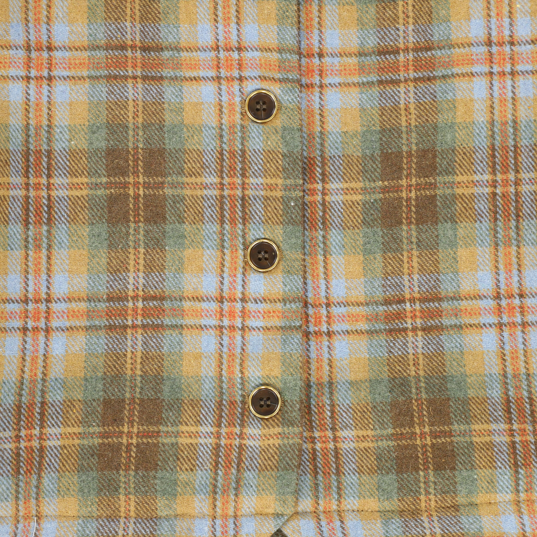 dress wool plaid suit vest pleated bottom - camel