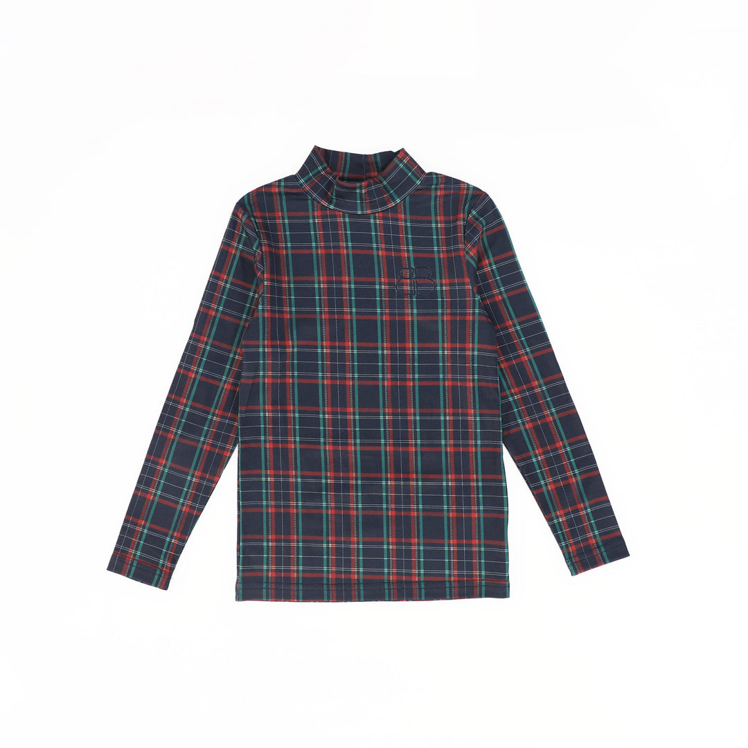 top l/s modal plaid turtleneck - navy