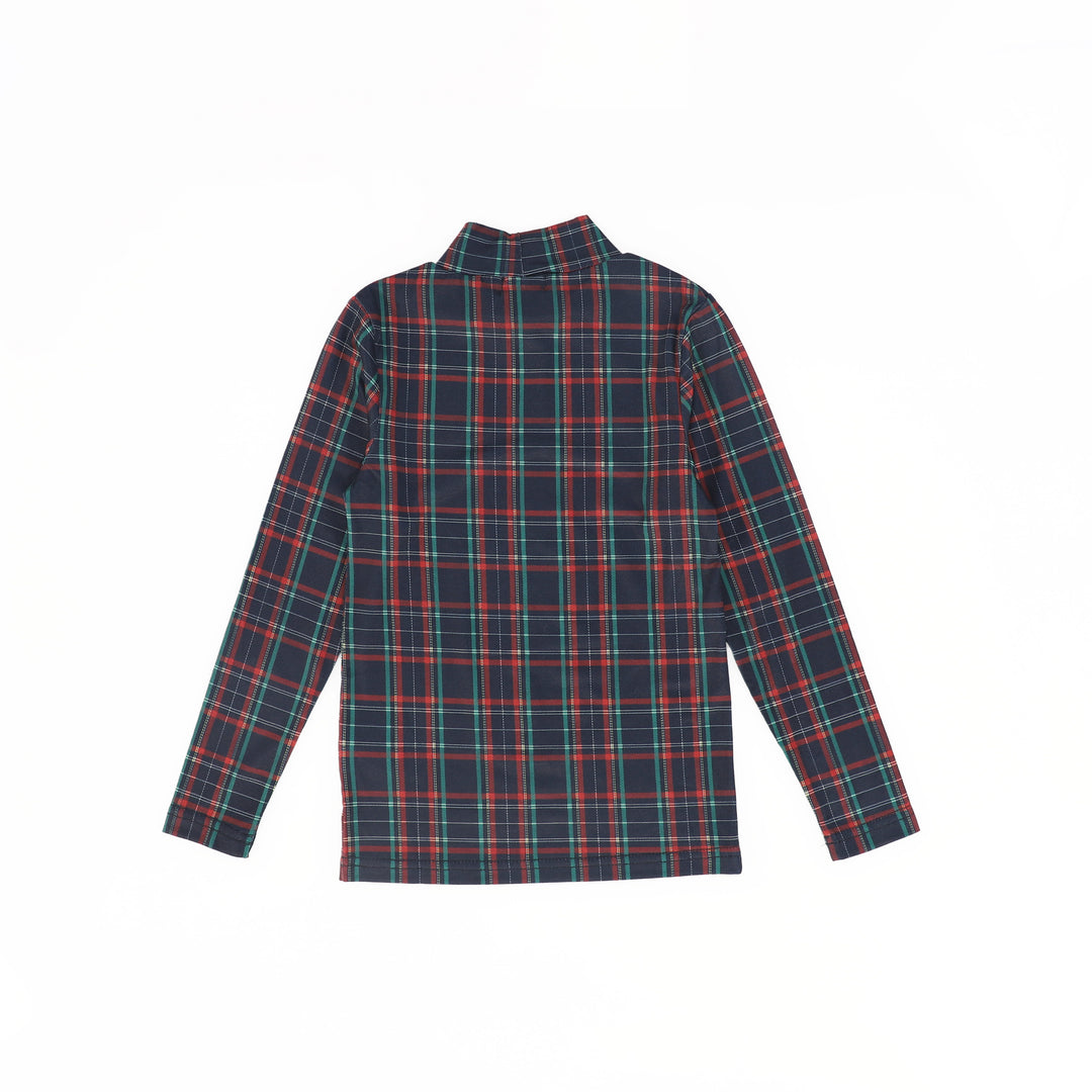 top l/s modal plaid turtleneck - navy