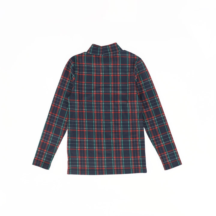top l/s modal plaid turtleneck - navy