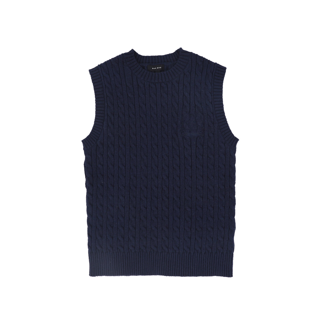 vest cable knit - navy