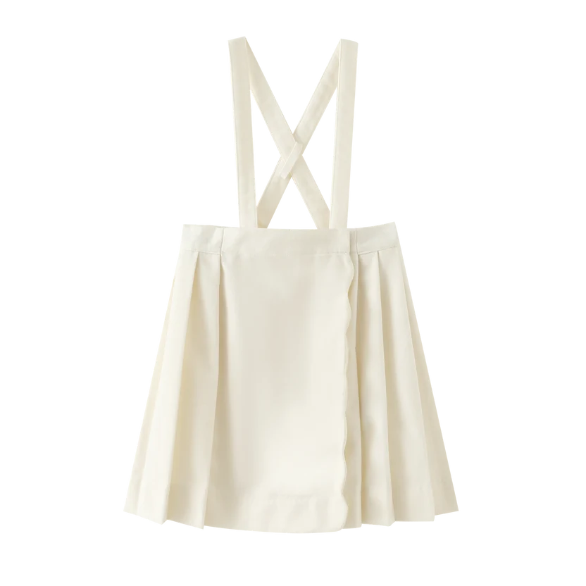 skirt scalloped suspender - cream