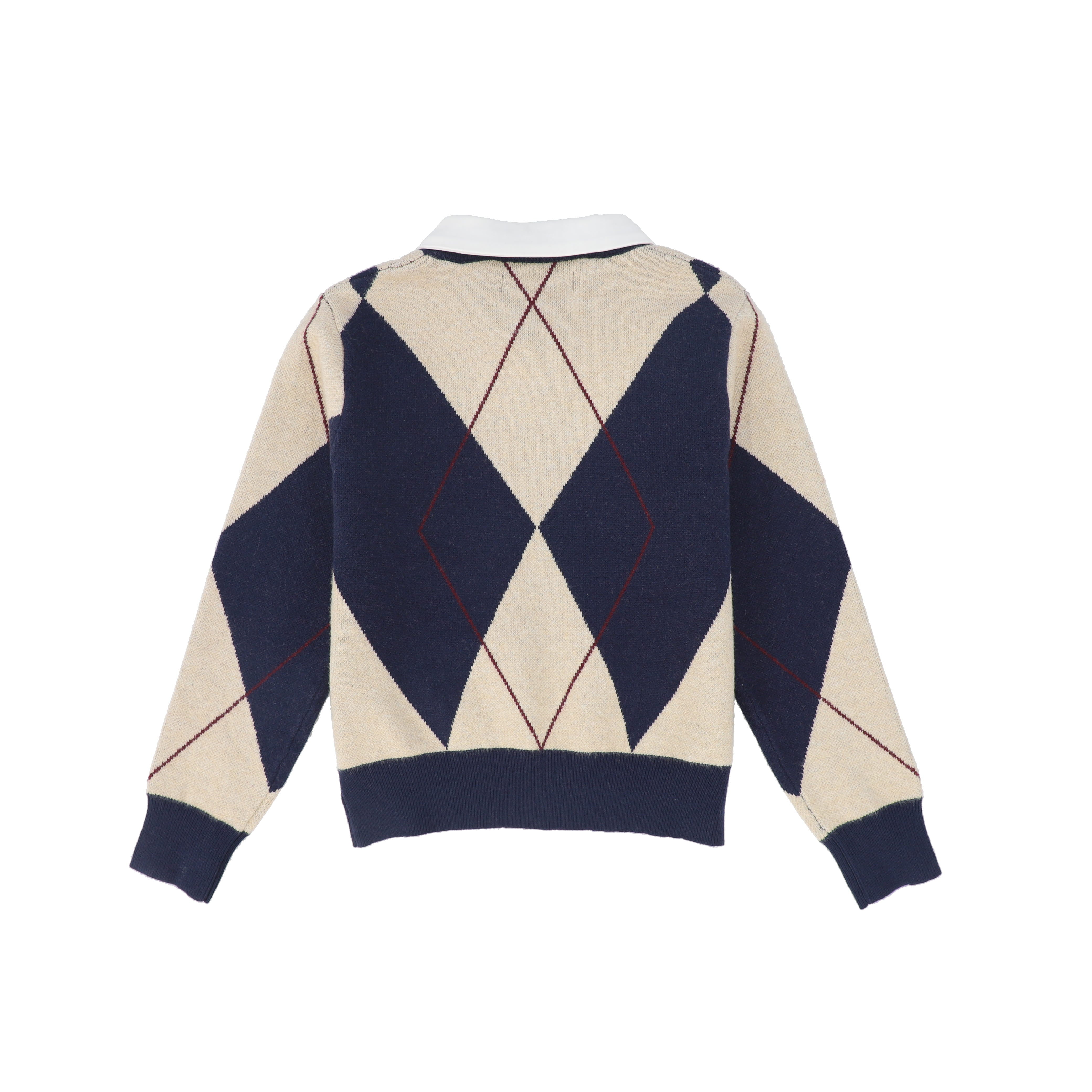 top l/s argyle knit collared sweater - navy – Lily and Todd