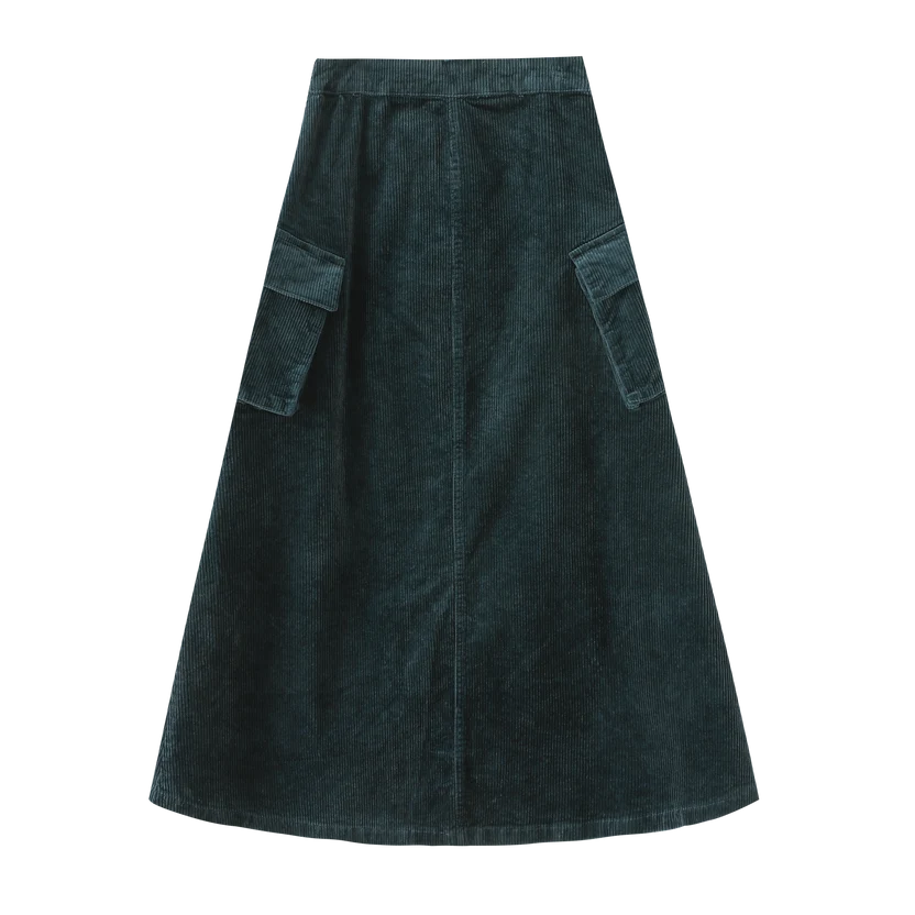 skirt corduroy with side pockets - teal
