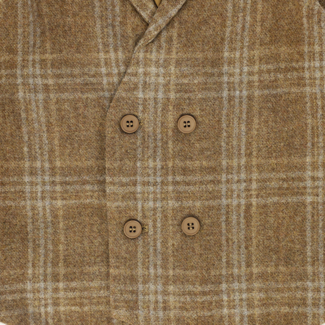 vest wool plaid double breasted - camel