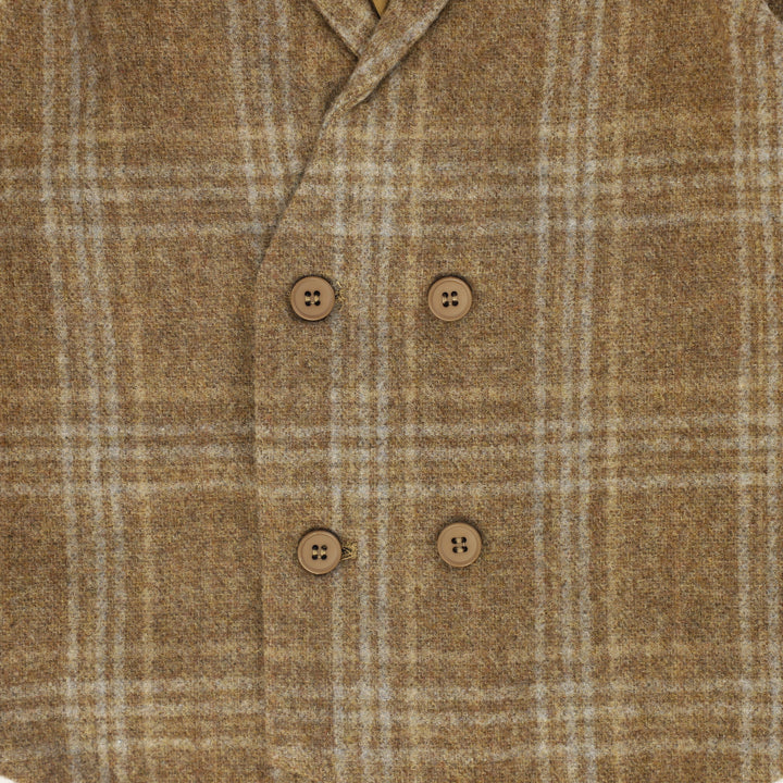 vest wool plaid double breasted - camel