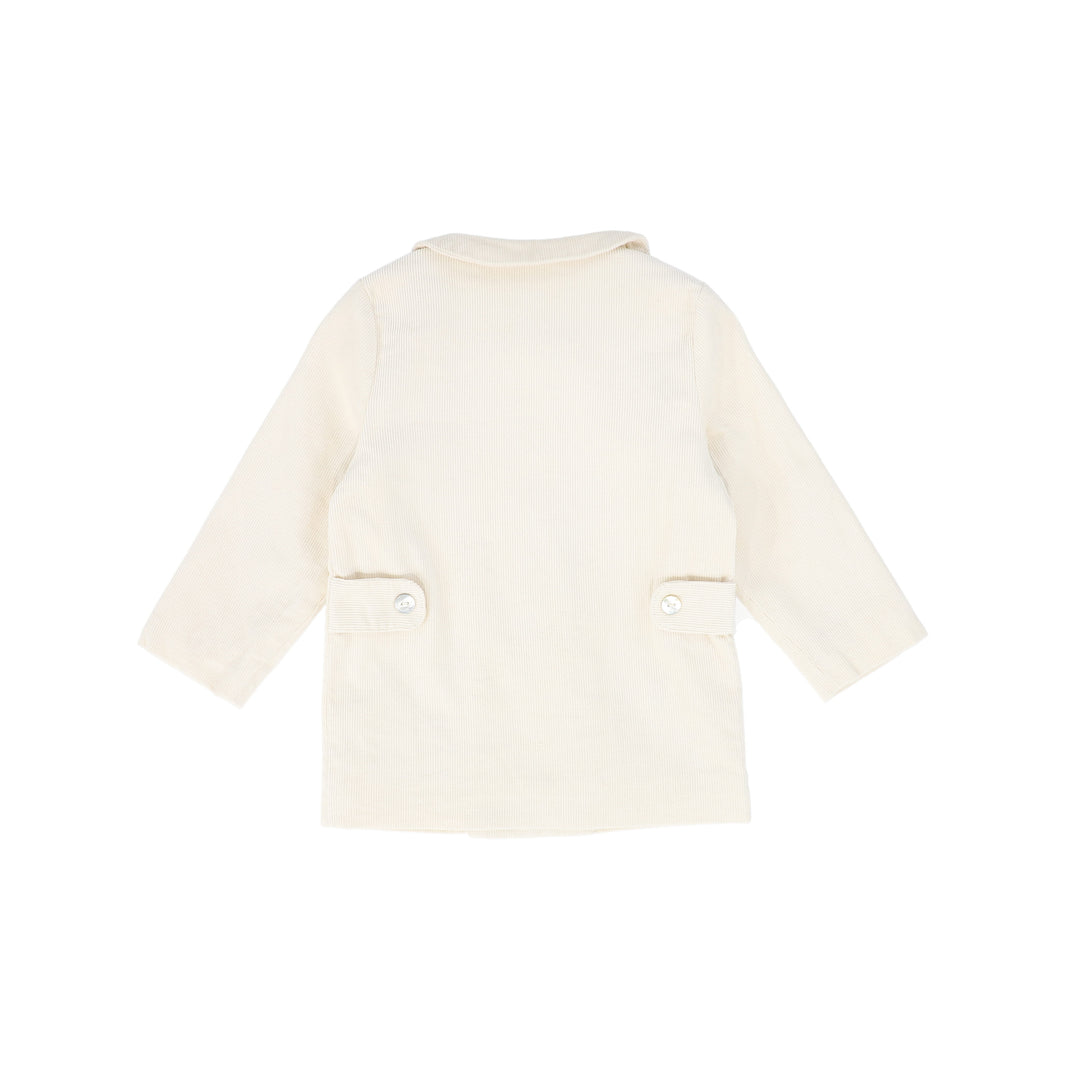 set outfit corduroy double breasted shirt and shorts - cream