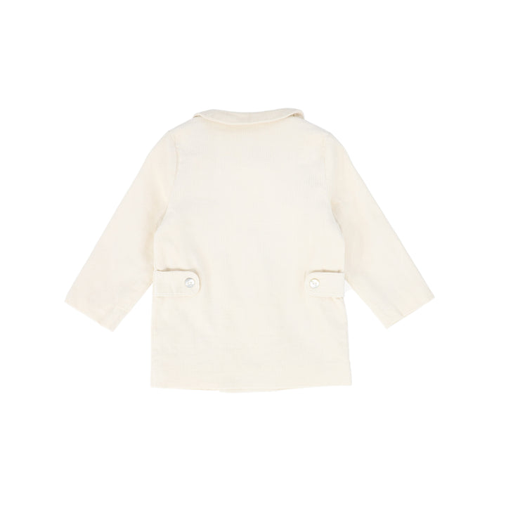 set outfit corduroy double breasted shirt and shorts - cream
