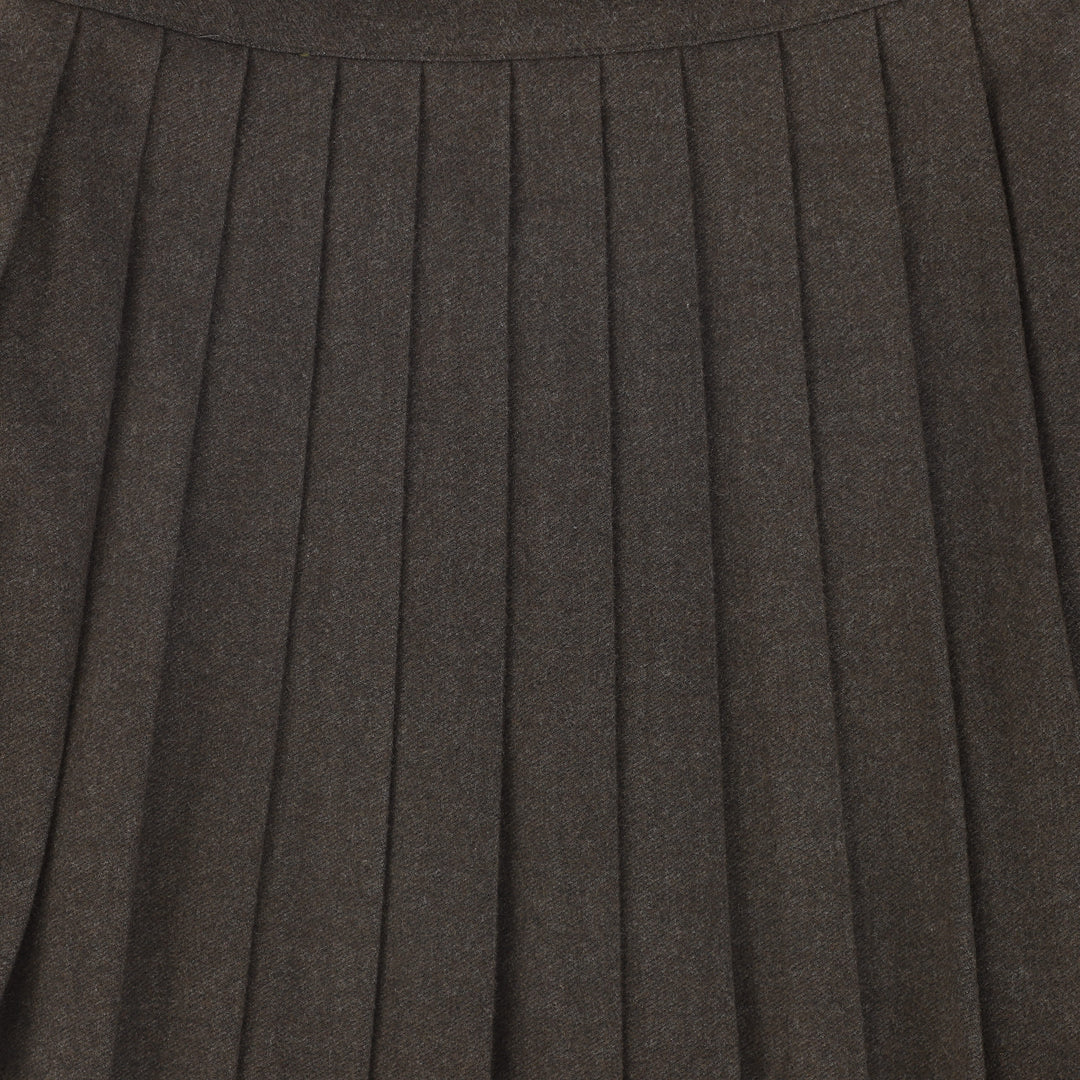 skirt wool pleated knee length - brown