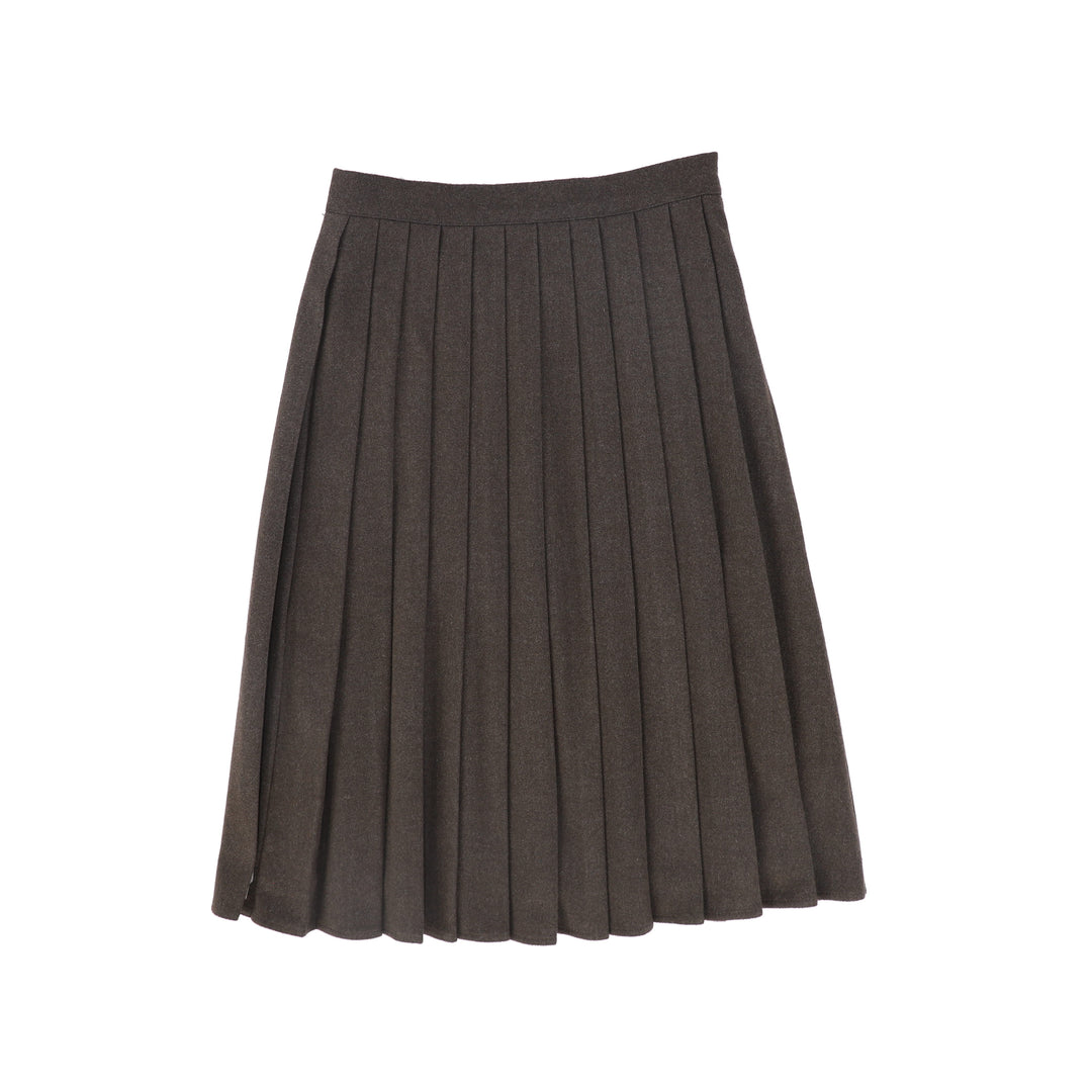 skirt wool pleated knee length - brown