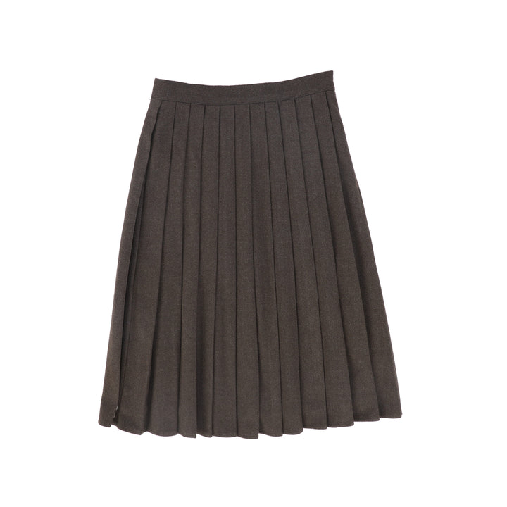 skirt wool pleated knee length - brown