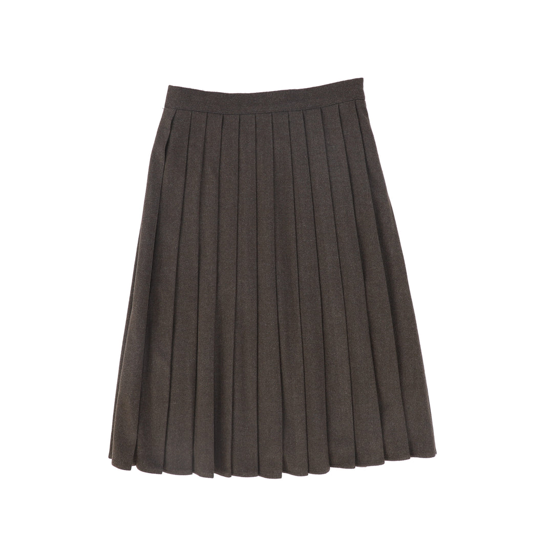 skirt wool pleated knee length - brown