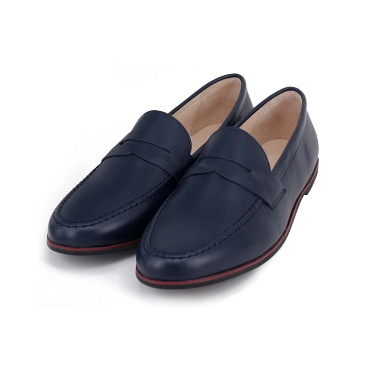 shoes ecolier leather loafers - navy plaid leather